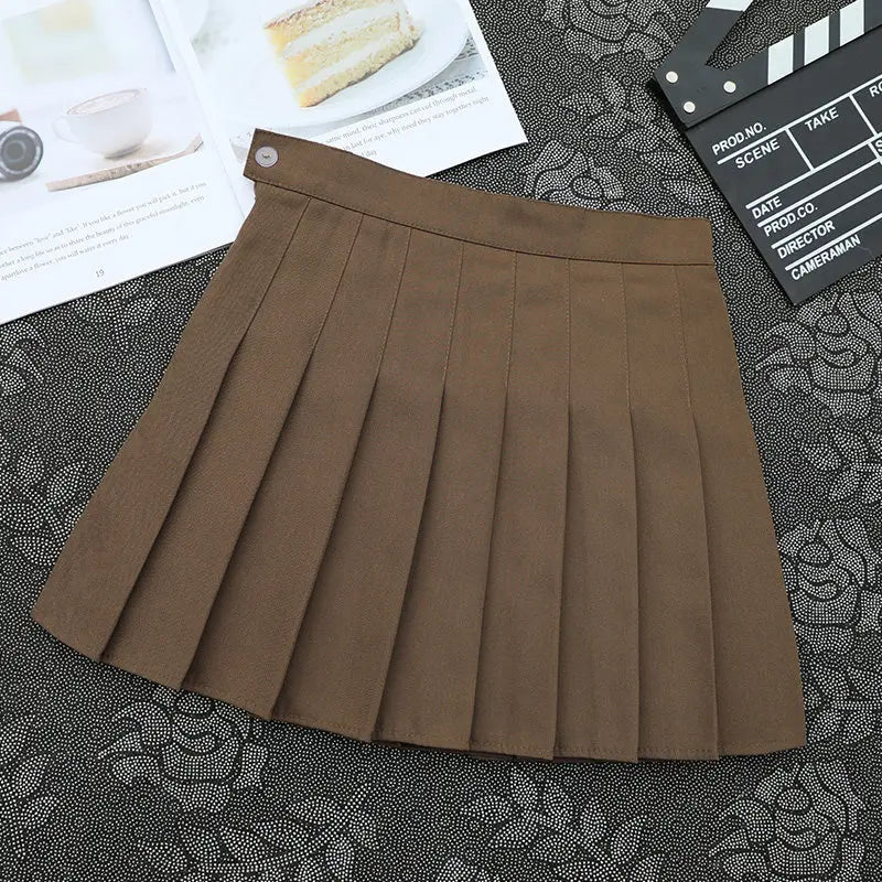 Pleated Skirt For Women 2023 Summer Grey Plaid  A-Line High Waist Mini Faldas Korean Style College Style Girl Black Short Skirts