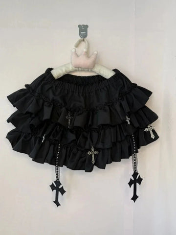 Gothic Y2K Ruffle Mini Skirt