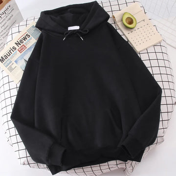 Autumn Fleece Hoodie Loose Fit Streetwear Pullover Sweatshirt