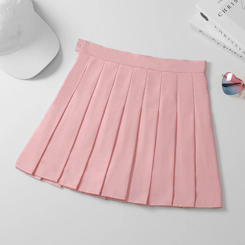 Pleated Skirt For Women 2023 Summer Grey Plaid  A-Line High Waist Mini Faldas Korean Style College Style Girl Black Short Skirts