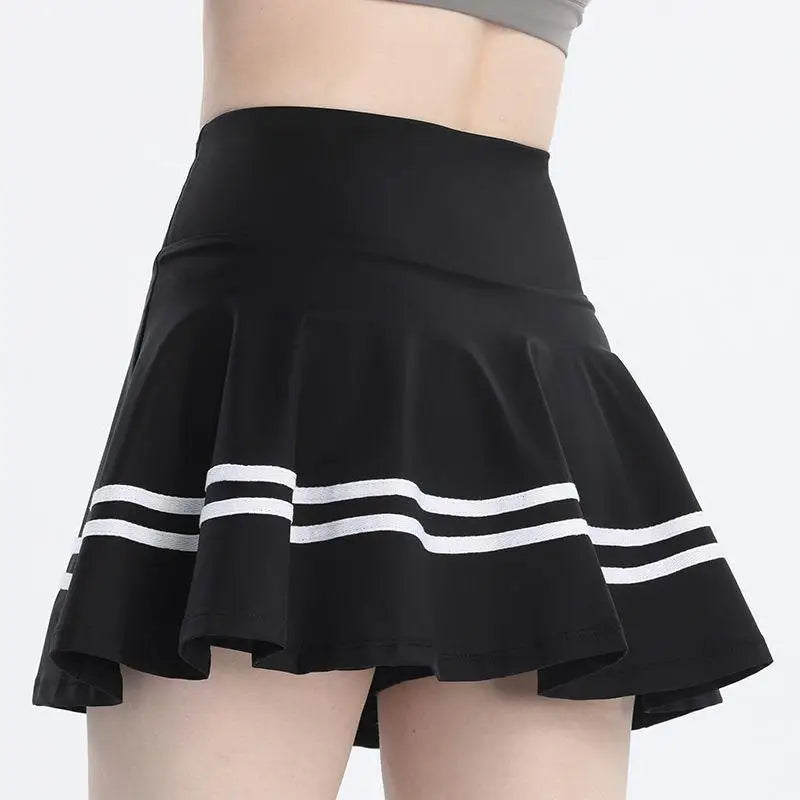 High Waist Yoga Pants Skirt High Waist Running Badminton Qui Dry Pleated Skirt Fake Two-Piece Sportswear for Women