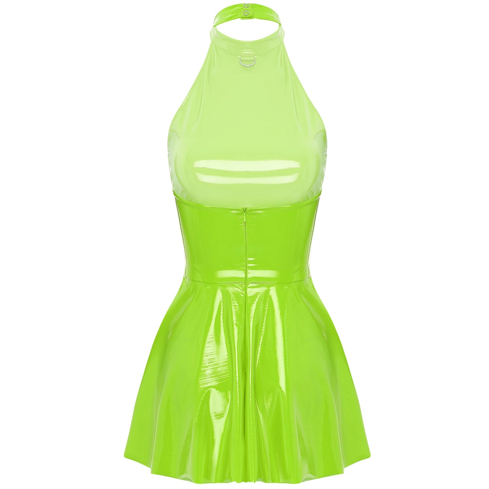 Wetlook Patent Leather Mini Dress | Sexy Club & Party Halter