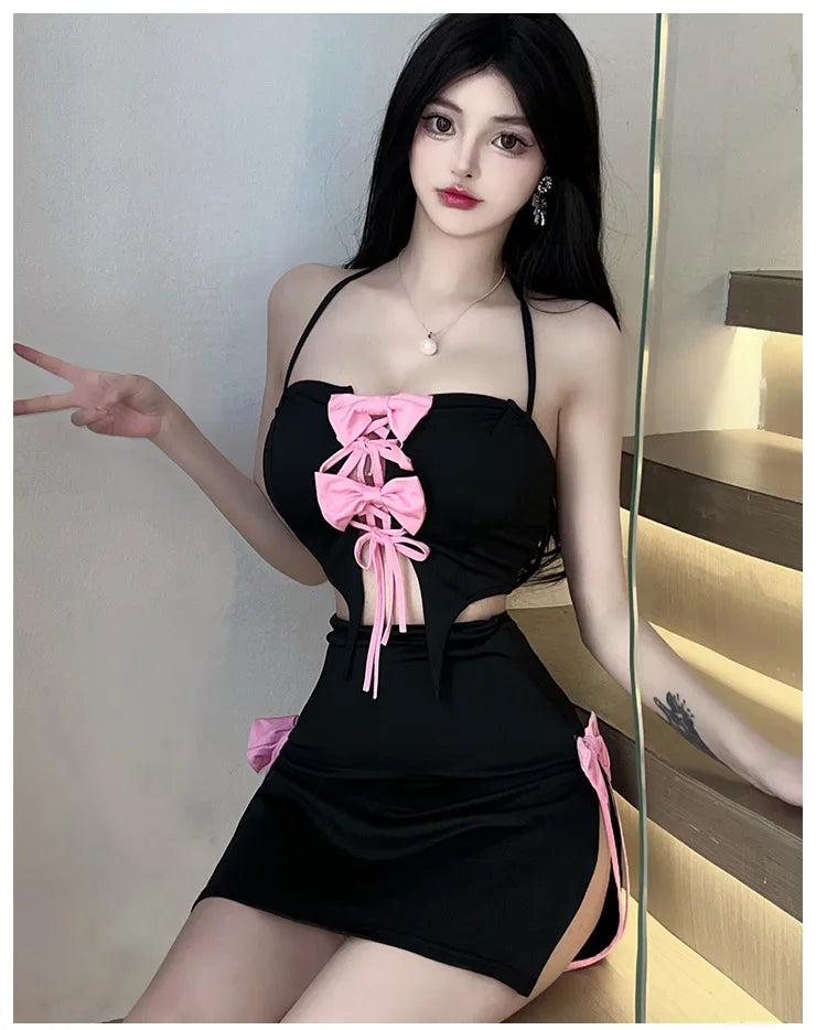 Seductive Green Bow-Strap Bodycon Mini Dress | Party & Clubwear