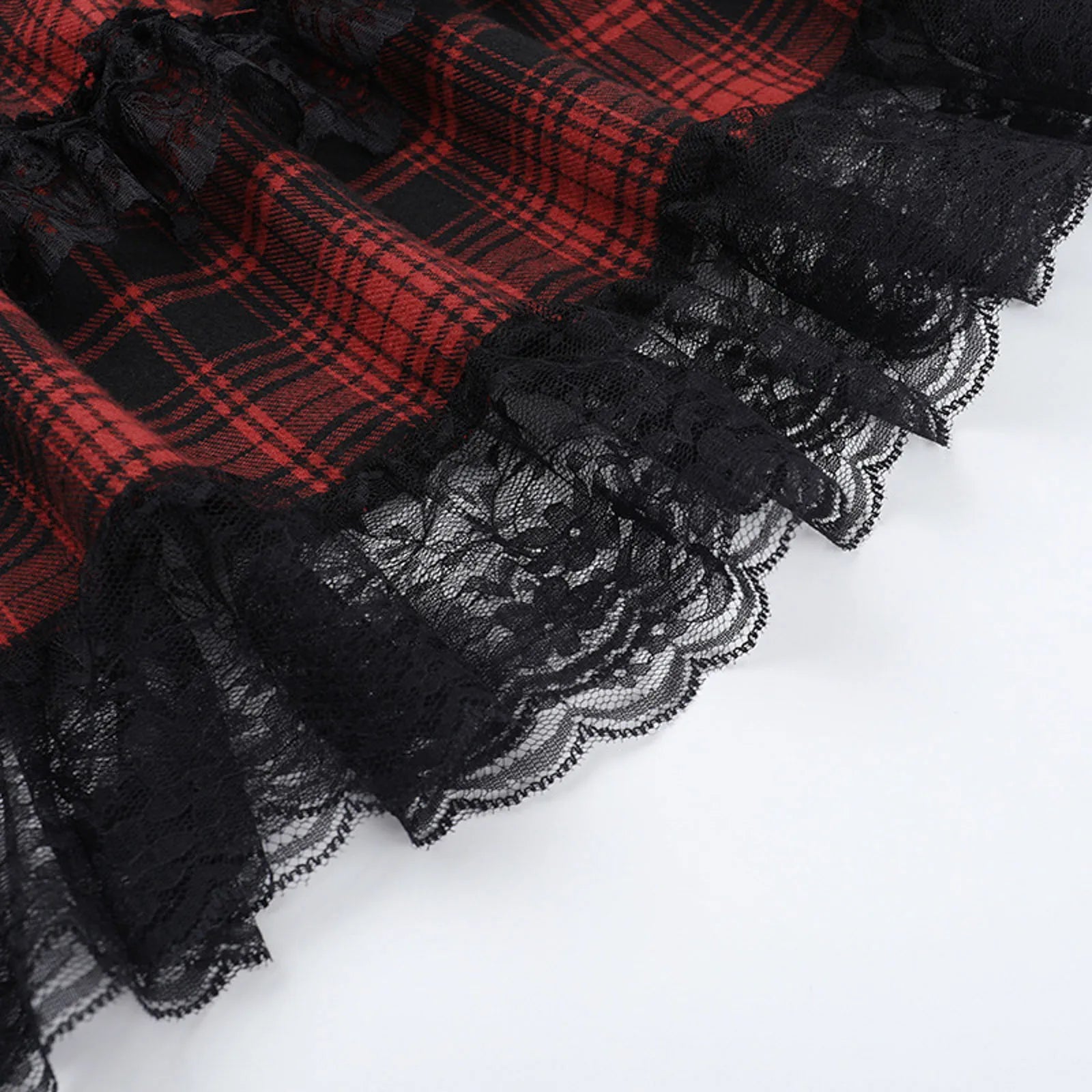 Y2K Gothic Plaid Lace Party Dress | Women's Halloween Style