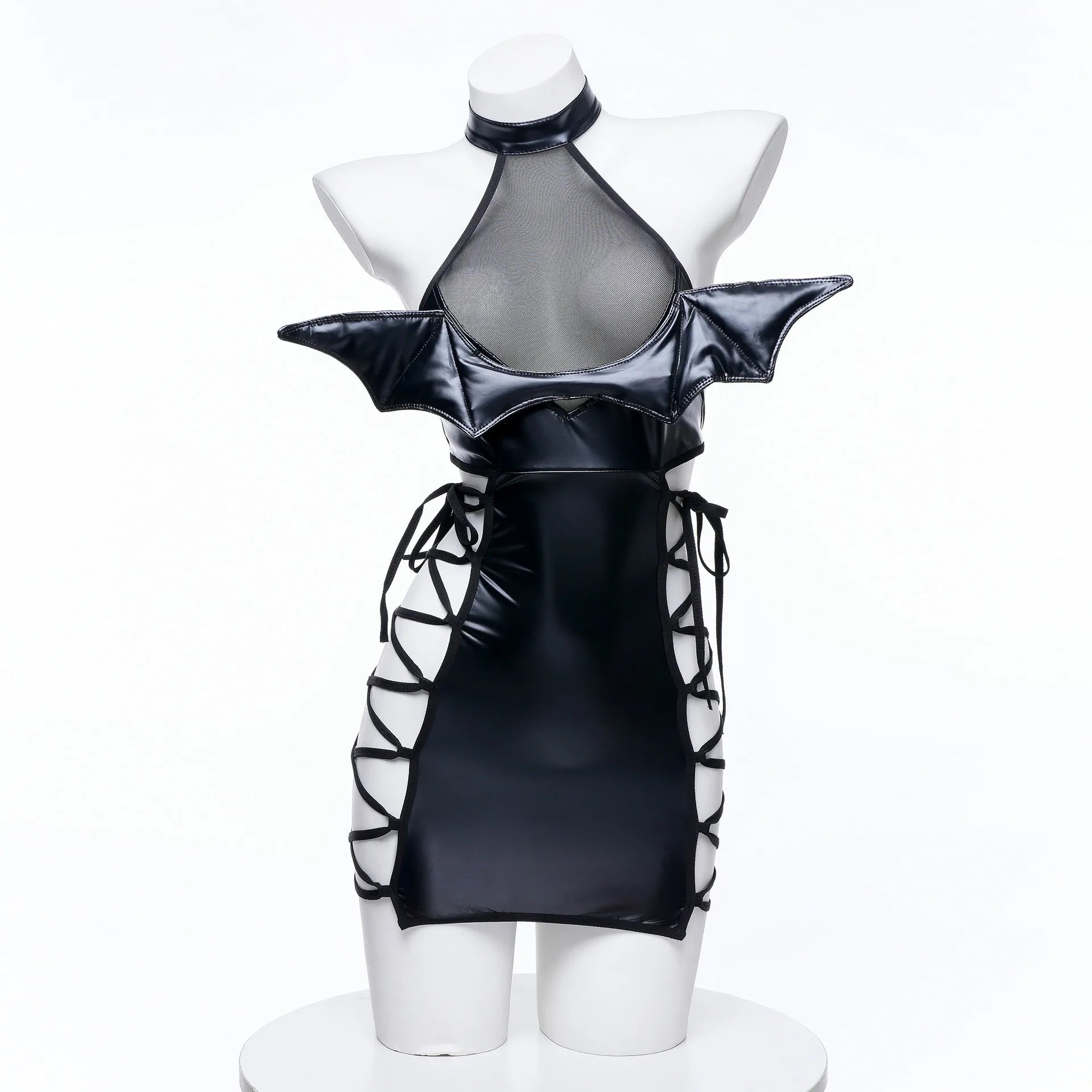Faux Leather Cyber Devil Girl Cosplay & Party Outfit