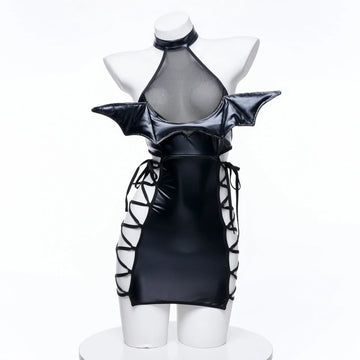 Faux Leather Cyber Devil Girl Cosplay & Party Outfit