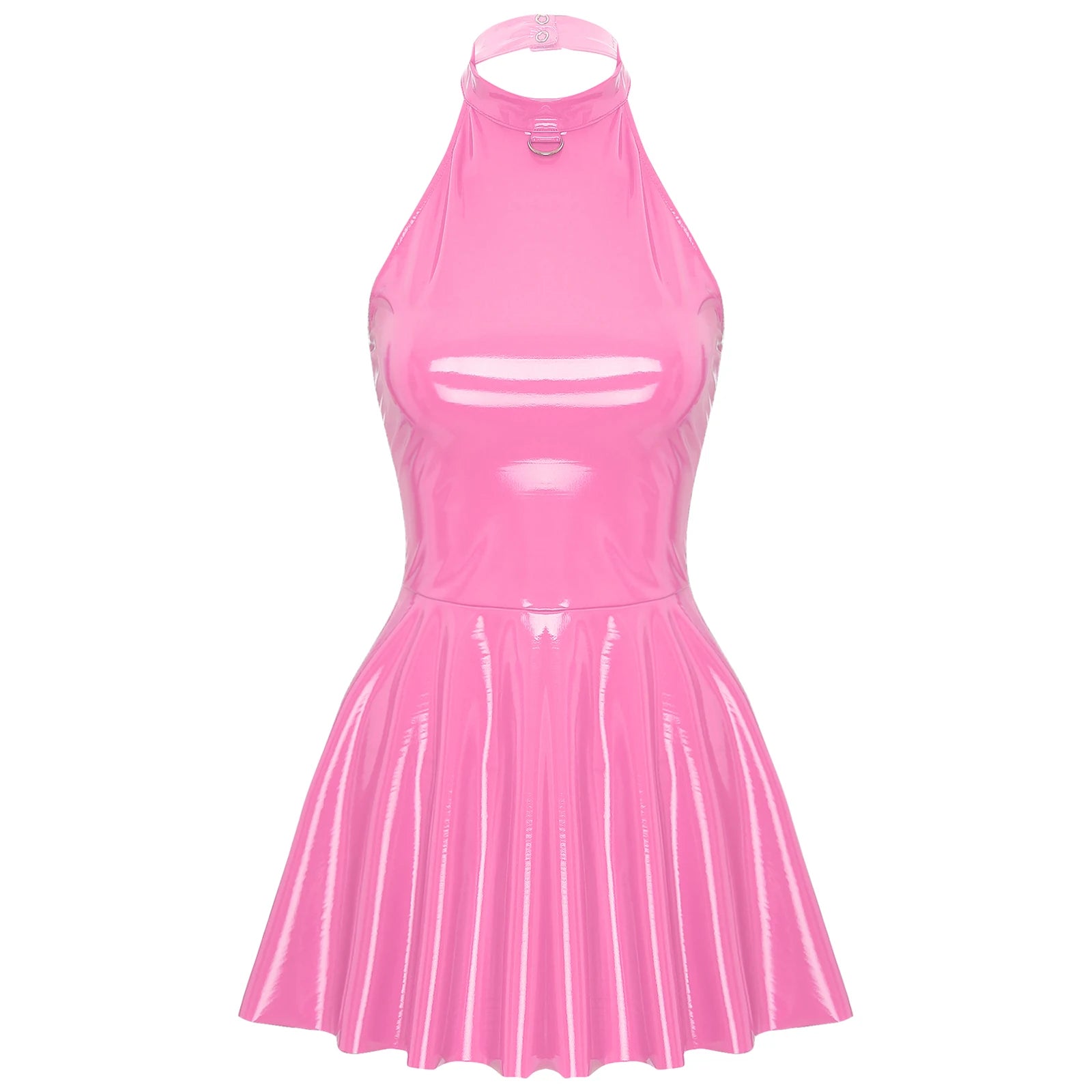Wetlook Patent Leather Mini Dress | Sexy Club & Party Halter