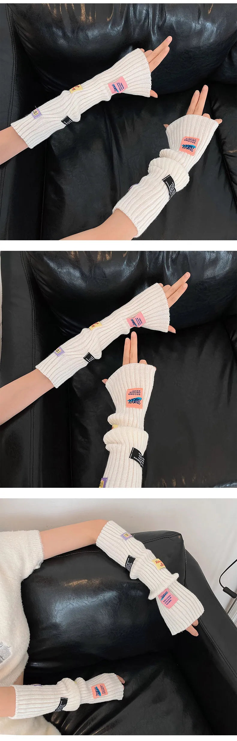 Kawaii Pink Thickened Knit Hand Sleeve Spice Girls Y2k Personalized Monogrammed Gloves Spring Warm Cover Up Fingerless Gloves