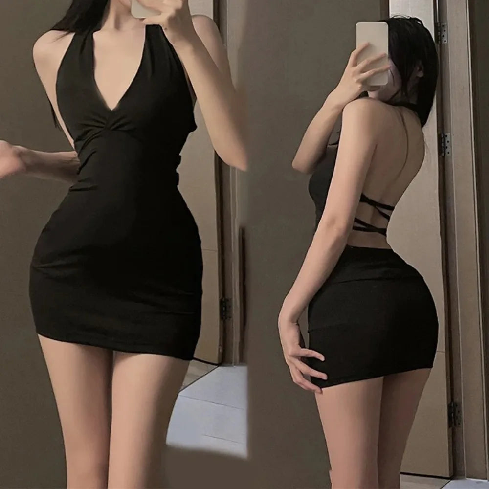 Chic Halter Backless Black Mini Dress | Party & Night