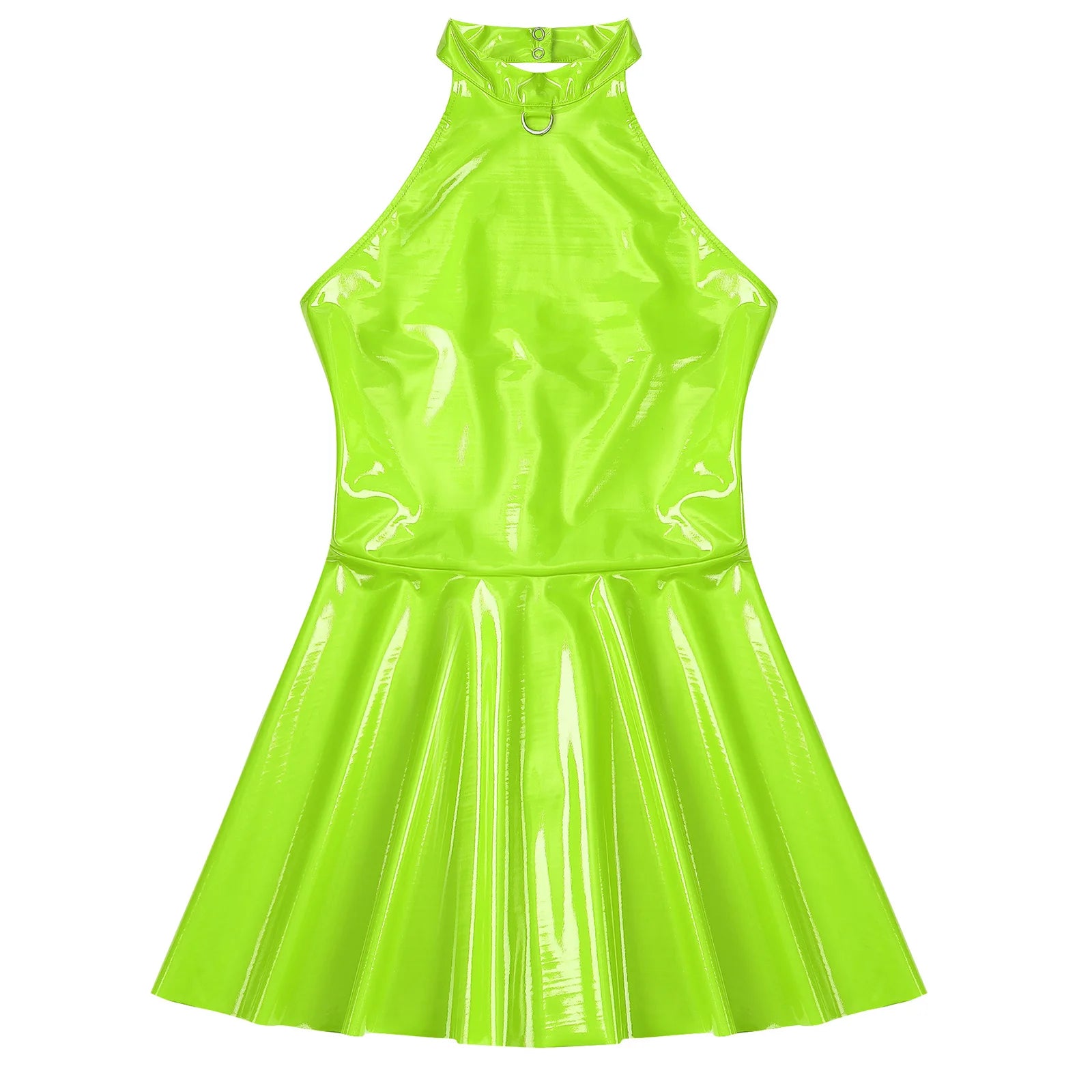 Wetlook Patent Leather Mini Dress | Sexy Club & Party Halter