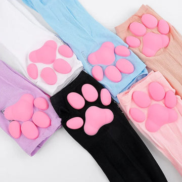 3D Cat Paw Sun Protection Sleeves, Cute Silicone Fingerless Gloves