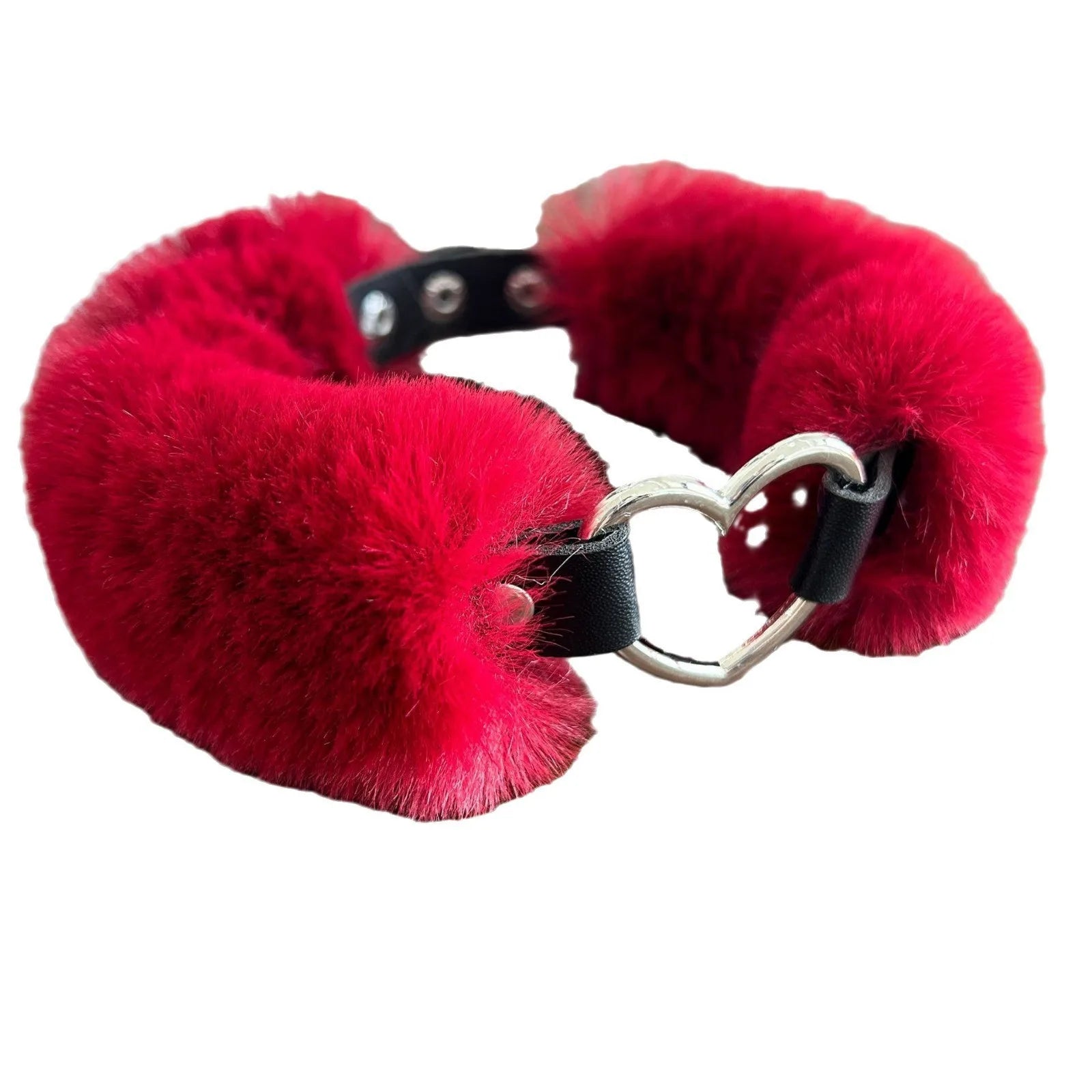 Harajuku Plush Heart Y2K Choker Necklace – Punk Statement Collar