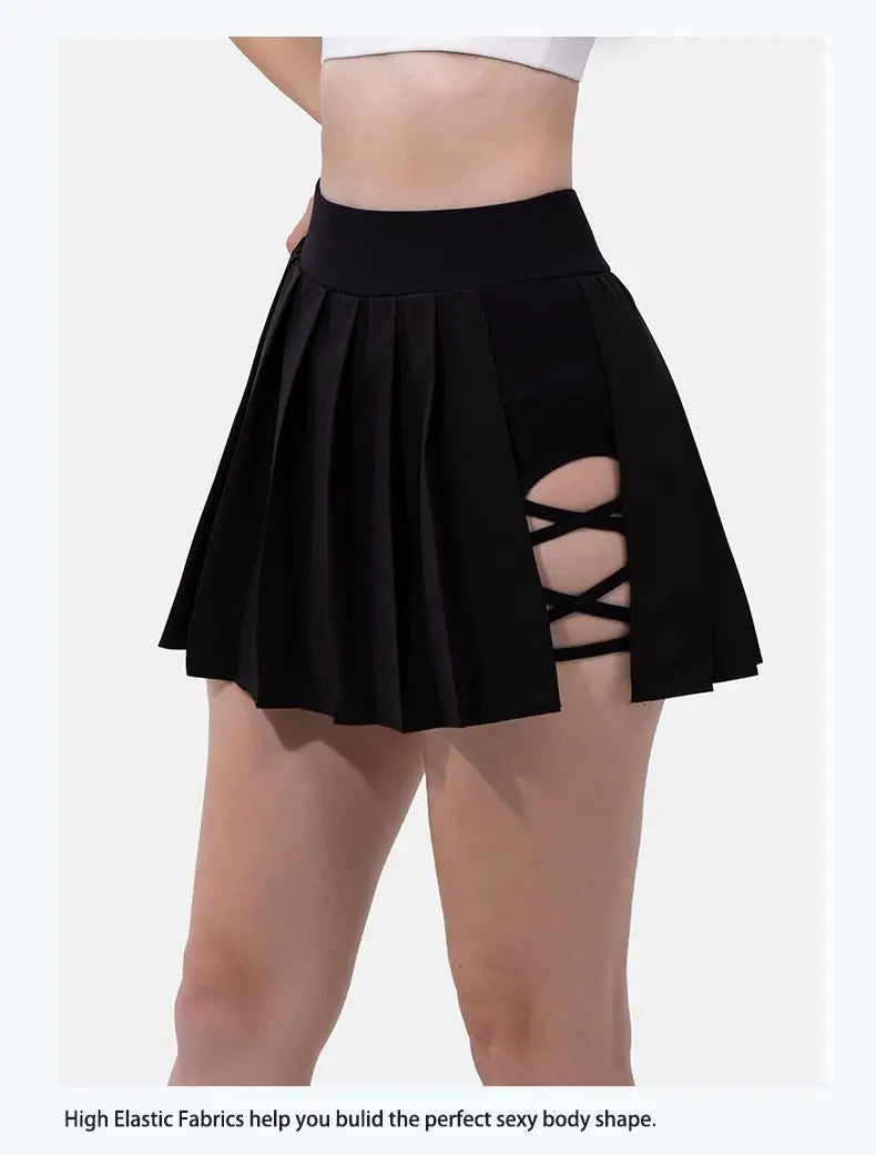 New sexy pleated sports skirt for women, anti glare badminton and tennis skirt, one-piece fitness running yoga skirt