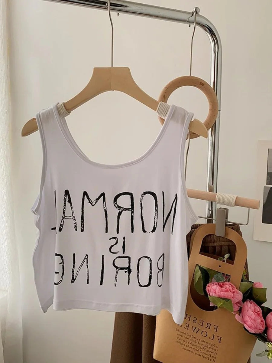 plus Size Women's Tank Top Loose Short Sleeveless Base Layer Slimming Trendy Ins Women's Fashion Summer Commute Style 2300 Po...