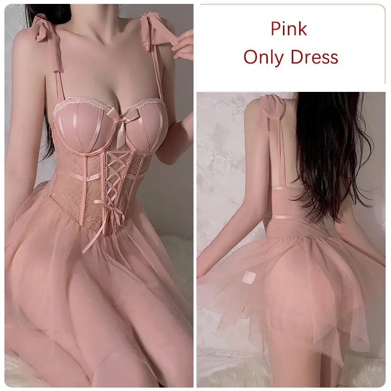 REBEYULI Sexy Lace Nightgown with Chest Cushion | Summer Comfort