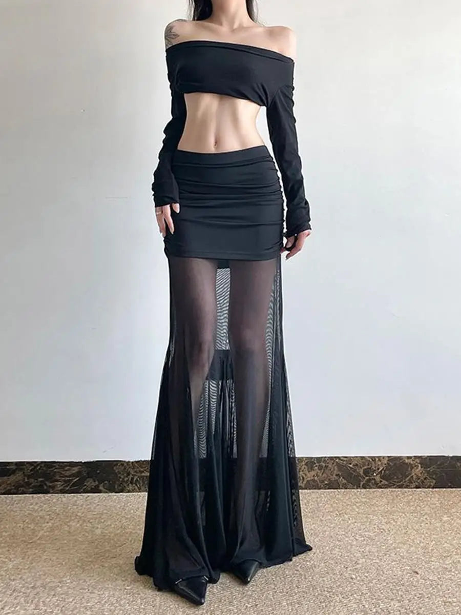 Sexy Mermaid Long Skirt with Me Splice High Waist f Body Skirt for Women Summer New Sle Personali Temperament Hot Girl