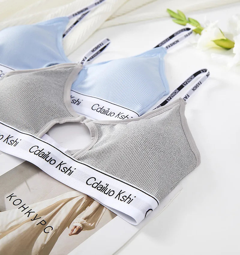 Fashionable Breathable Sports Bra And Panty Set Wireless Nylon Fabric Gathered Cup Fitness Underwear Short Style for Women