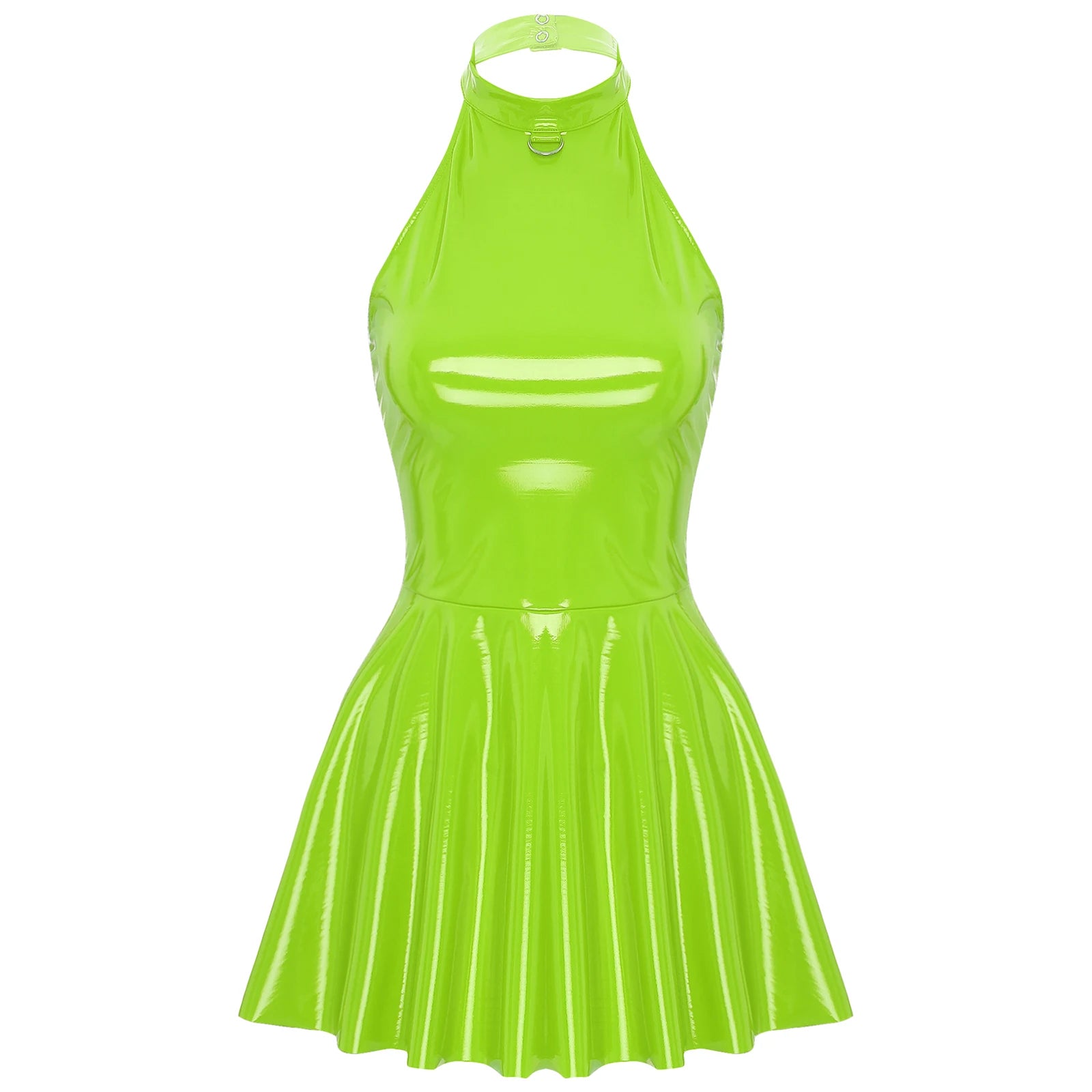 Wetlook Patent Leather Mini Dress | Sexy Club & Party Halter