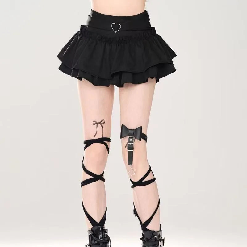Pink A- line Mini Skirt Women's Summer 2025 New Style Puffy Slimming Cake Skirt A- line Pleated Dress Lightweight Fashion