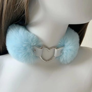 Harajuku Plush Heart Y2K Choker Necklace – Punk Statement Collar