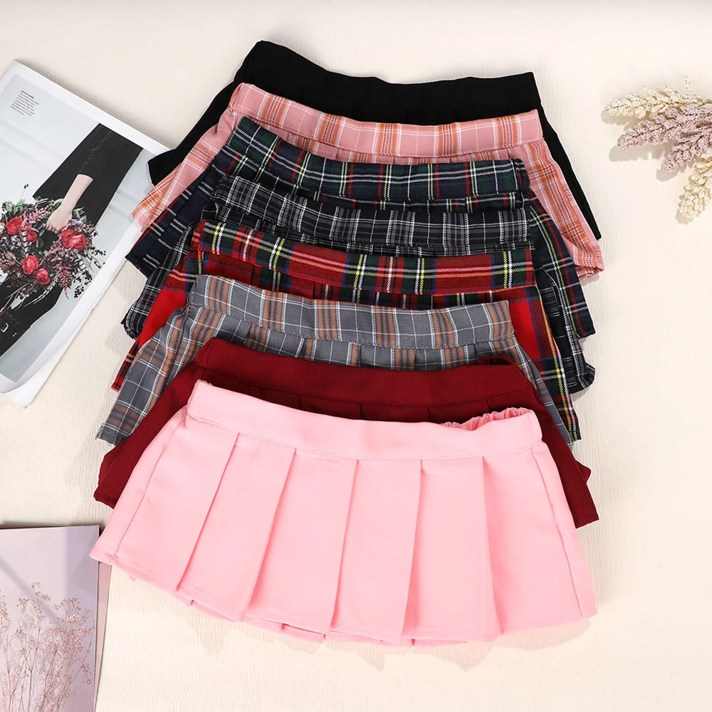 Sexy Women Ultra Short Jk Skirts Plaid Pleated Skirt Japanese Cute Girl Half-body Skirt Erotic Studentwear Clubwear Mini Skirt