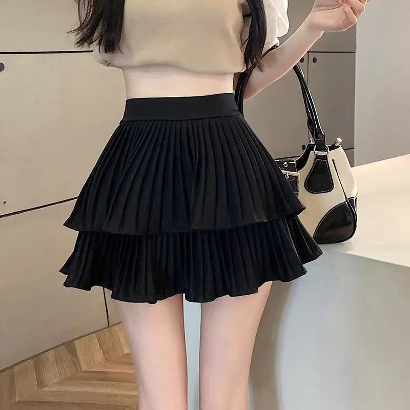 Preppy Y2K Ruffled Mini Skirt Pants | High Waist, Fluffy Style