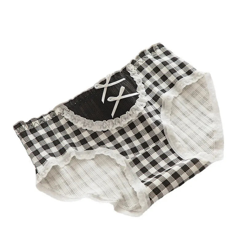 Kawaii Lolita Bow Cotton Panties | Mid-Waist Antibacterial Briefs
