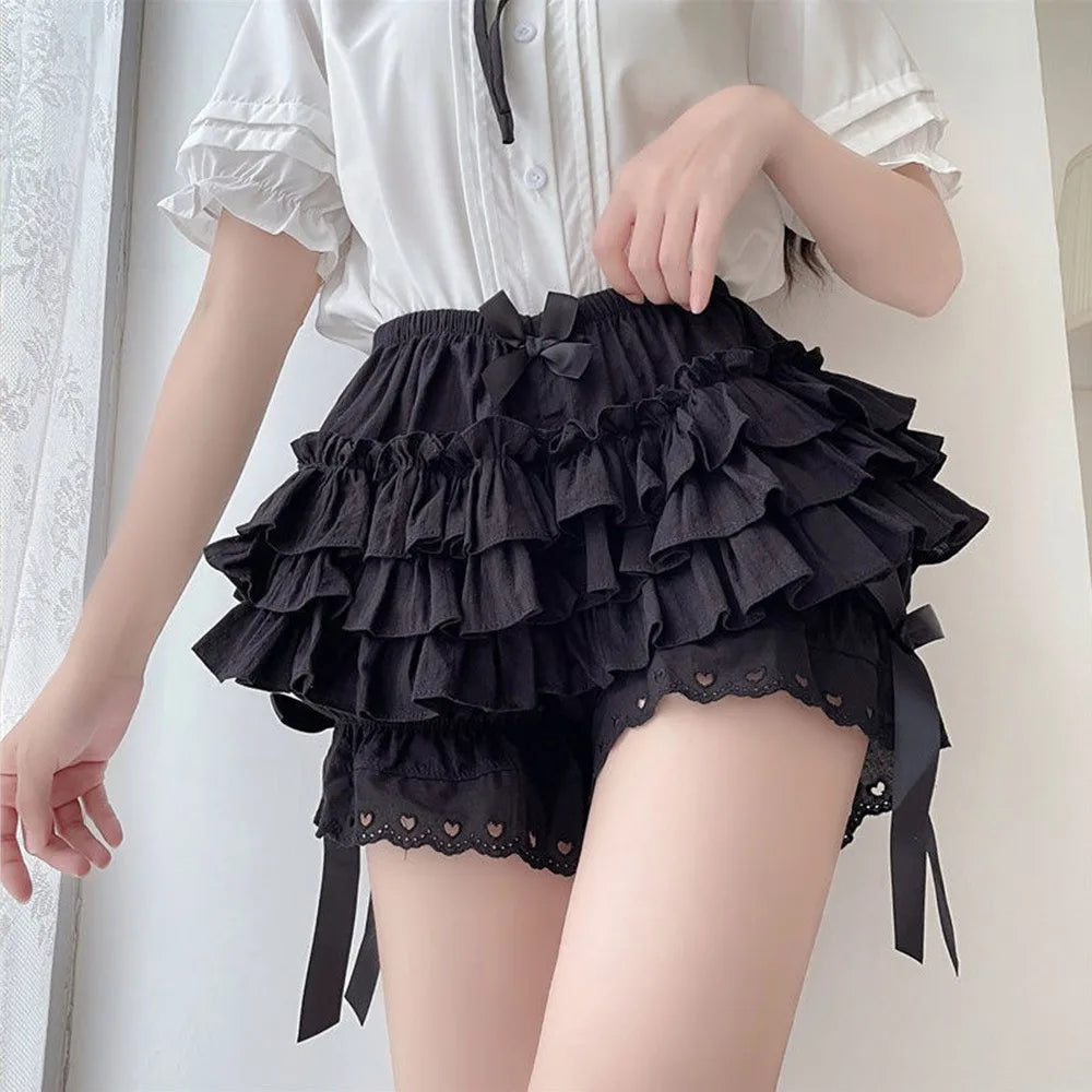 Fashion Pleated Safety Short Pants JK Cute Bloomers Vintage Bow Knot Petticoat Underpants Women