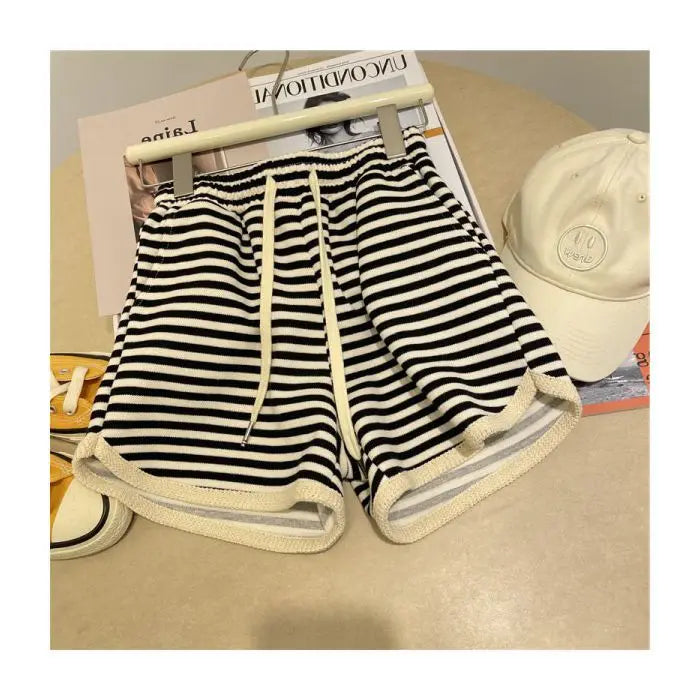 High Waist Striped Wide Leg Shorts Summer Casual