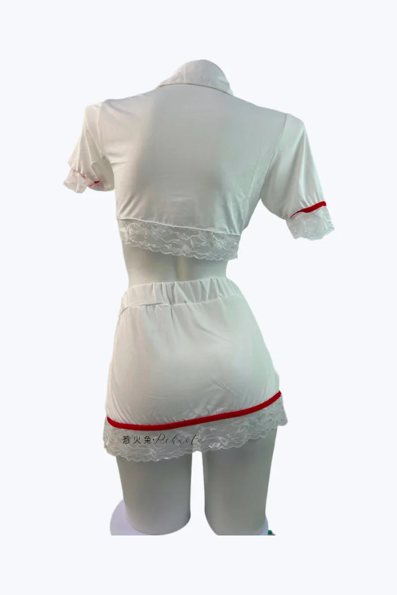 Exotic Nurse Lingerie Cosplay Uniform | Two-Piece Roleplay Set