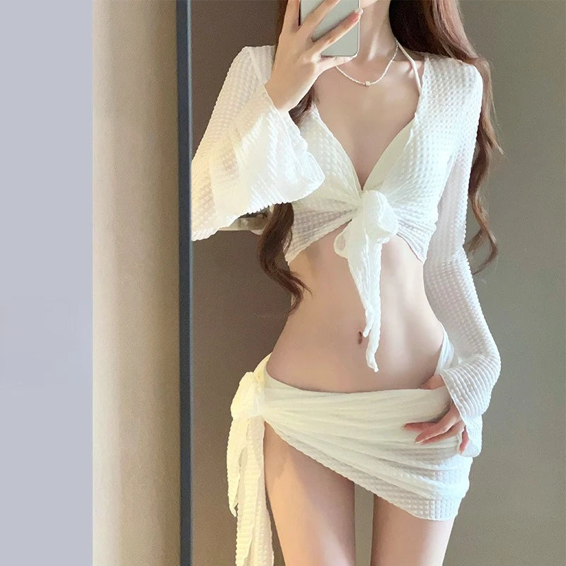 Women's Four-Piece Bikini - High-End Sexy Split Swimsuit-Premium Beach Vacation Hot Spring Swimwear for Pool Parties-Casual Use