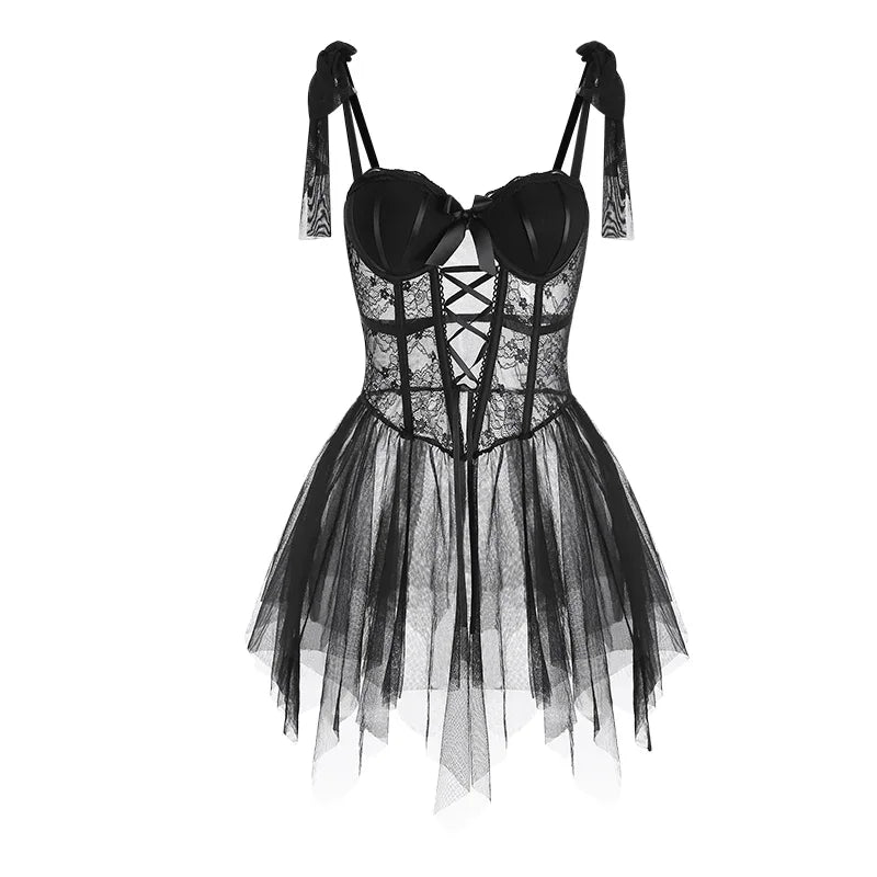 REBEYULI Sexy Lace Nightgown with Chest Cushion | Summer Comfort