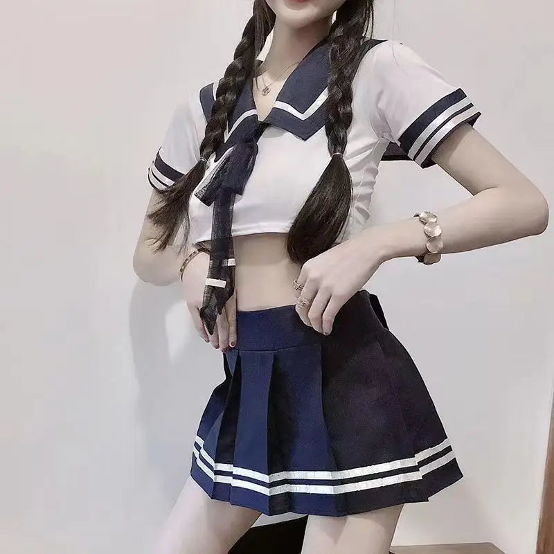 Seductive Schoolgirl Lingerie Cosplay Set | Mini Skirt & Blouse