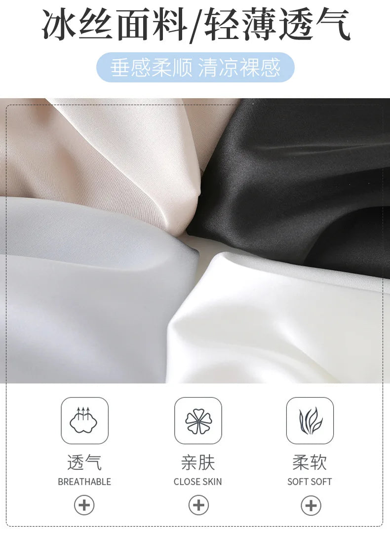 Women's Summer Lace Underwear Female Thin Ice Silk Safety Short Pants Women's Anti-light Loose Shorts Without Curling Edge